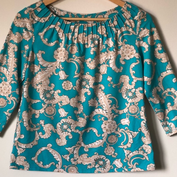 Talbots pleated scoop-neck 3/4 sleeve top - MP - Picture 2 of 14